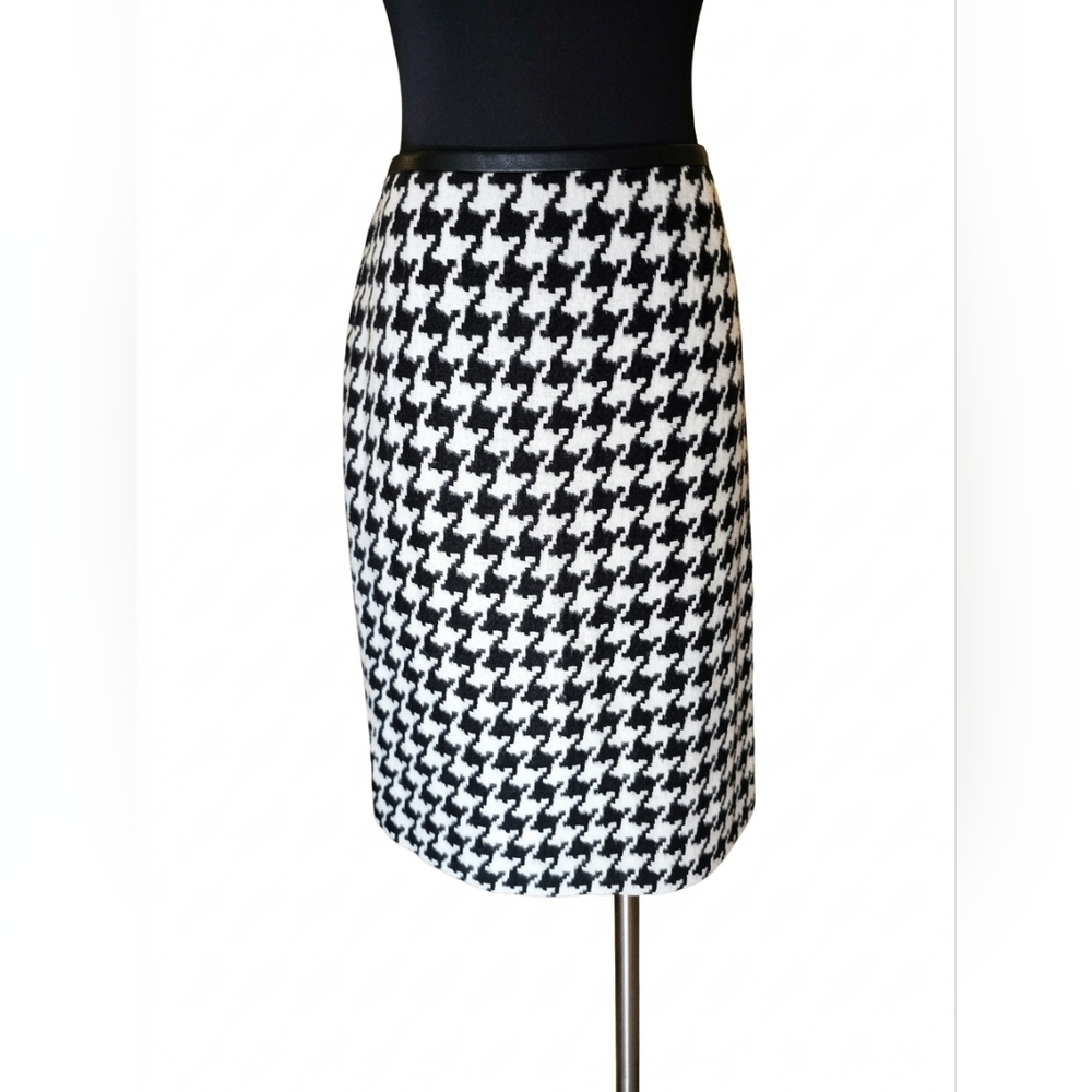 Talbots Black and White Houndstooth Pencil Skirt